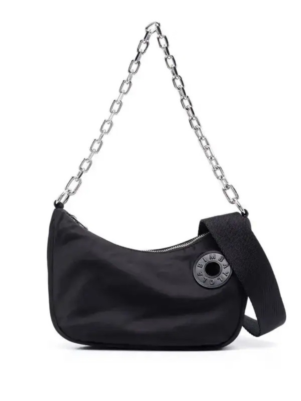 Bimba y Lola Small Moon Shoulder Bag in Black and Silver